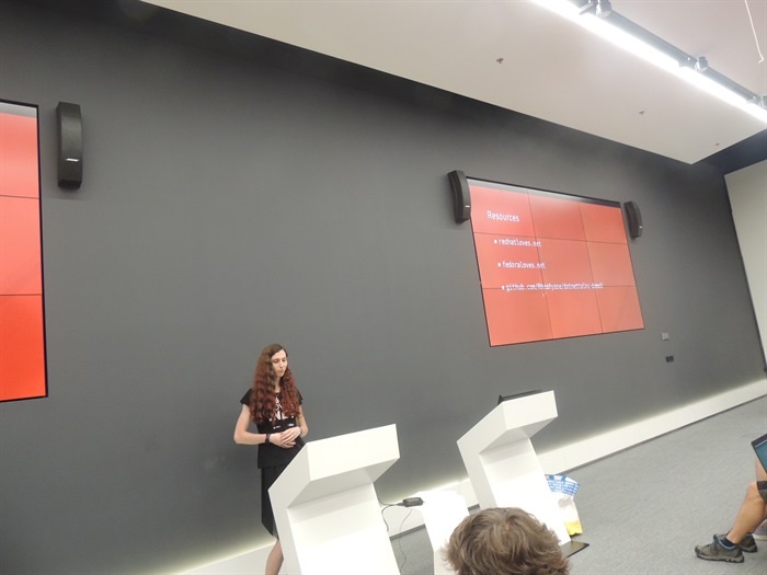 Radka talking in the Microsoft Prague.